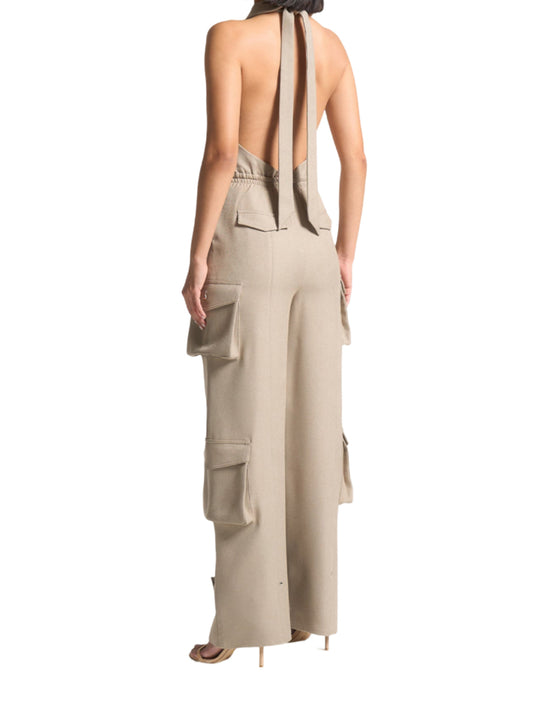 Cosmic Authority Halterneck Leather Jumpsuit - Leatherkin