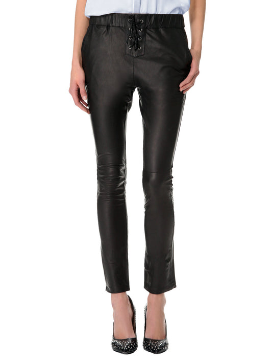 Pantalon en cuir à lacets confortable