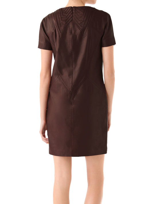 Cozy Pintucked Leather Dress - Leatherkin