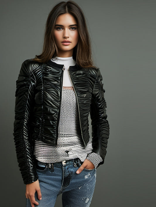Zerknitterte Vogue-Lederjacke