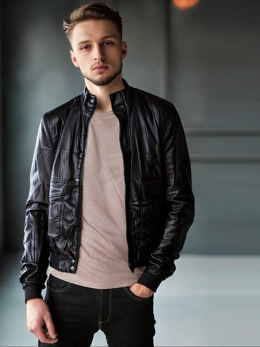 Veste en cuir froissée chic