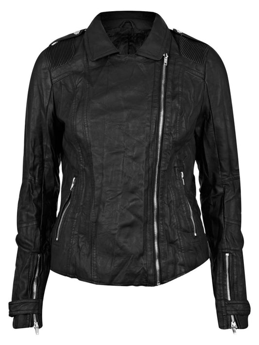 Crinkle Moto Leather Jacket - Leatherkin