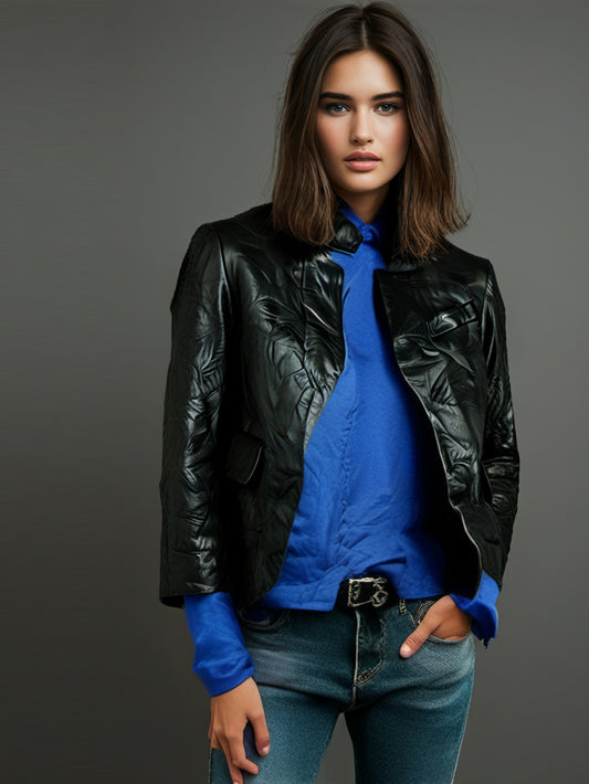 Veste courte en cuir cool