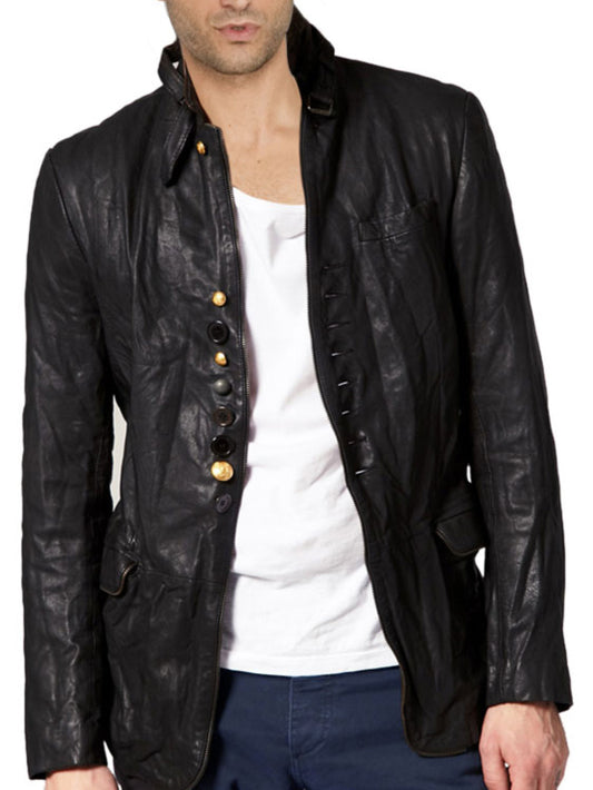Crushed Style Leather Jacket - Leatherkin