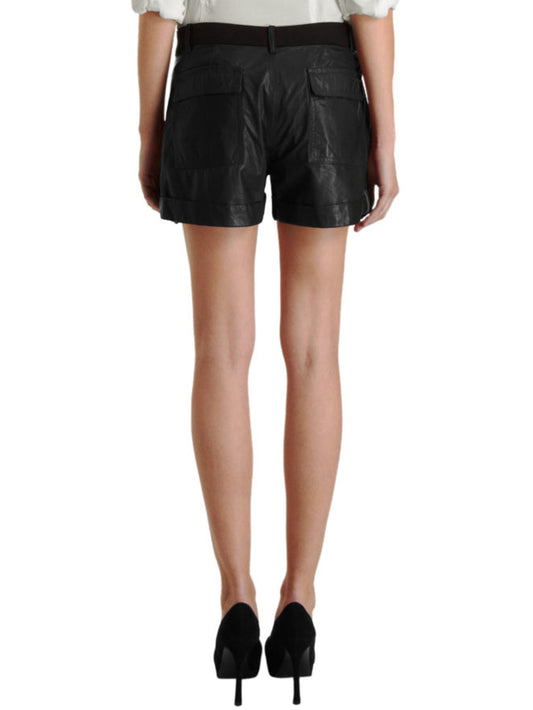 Cuffed Pleated Leather Shorts - Leatherkin