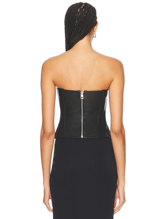 Curved Contour Leather Bustier for Women - Leatherkin