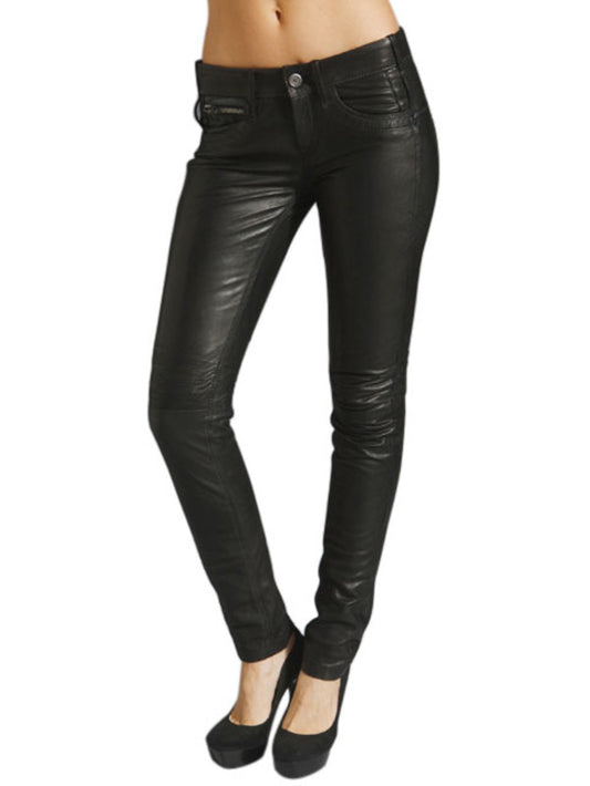 Pantalon en cuir somptueux et décent