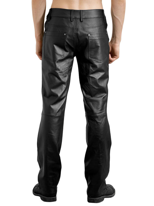 Denim-Style Edgy Genuine Leather Pants for Men - Leatherkin