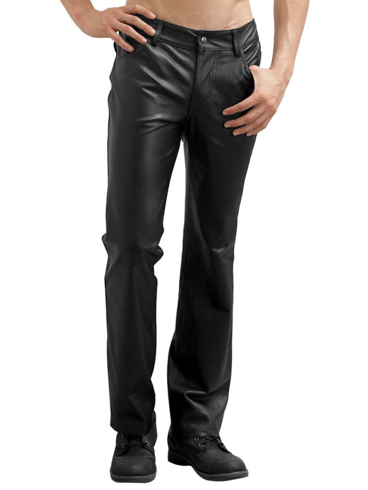 Pantalon en cuir véritable style denim pour homme
