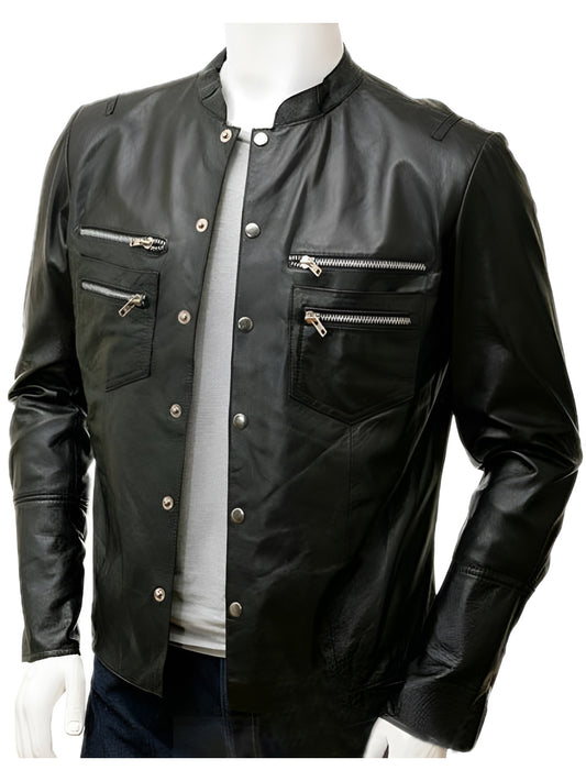 Detailed Style Genuine Leather Shirt for Men - Leatherkin