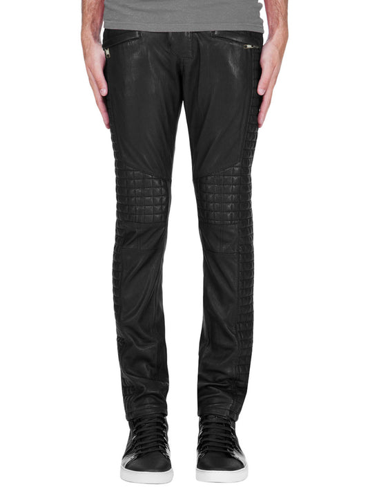 Pantalon en cuir véritable sur mesure Diamond Skin-Fit pour homme