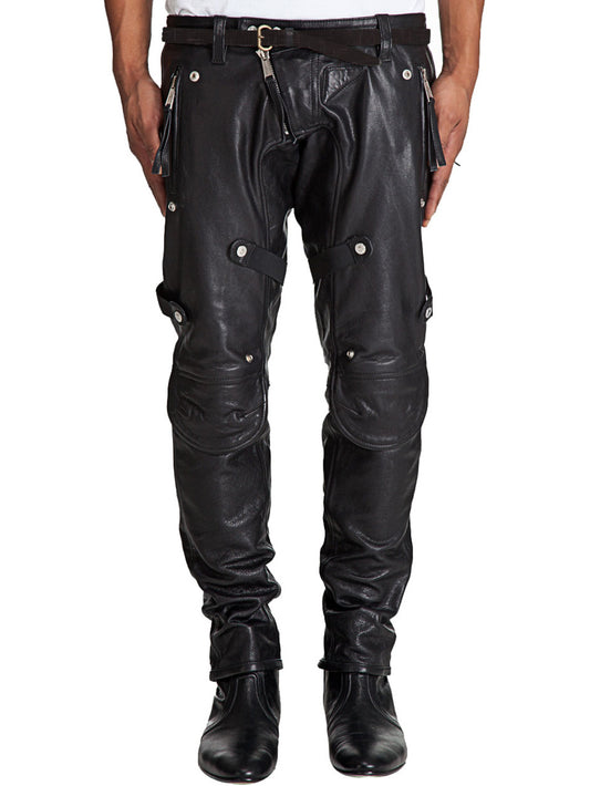 Pantalon en cuir véritable pour homme, unique et distinctif