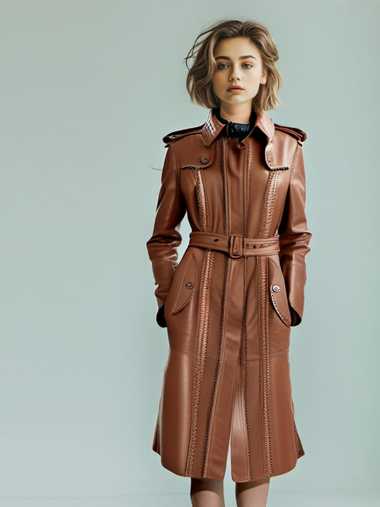 Trench-coat en cuir double face pour femme