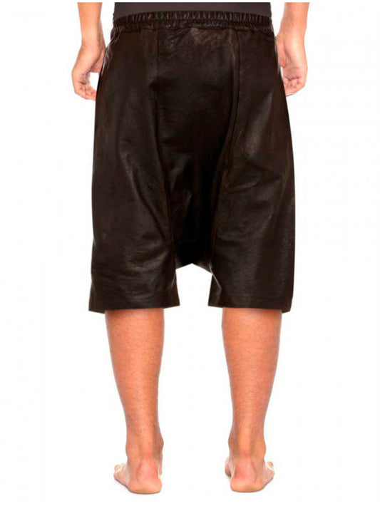 Draw Cord Leather Shorts for Men - Leatherkin