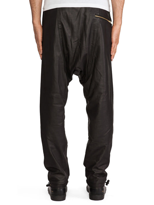 Drop Crotch Toggle Genuine Hem Leather Pants for Men - Leatherkin