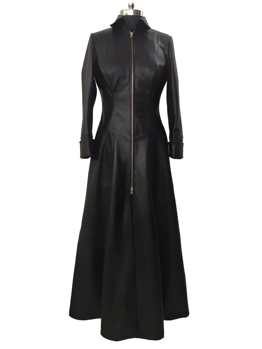 Trench-coat en cuir Mystique pour femme Eclipse Noir