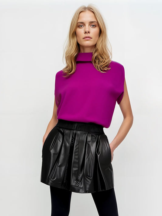Jupe en cuir élégante à taille élastique