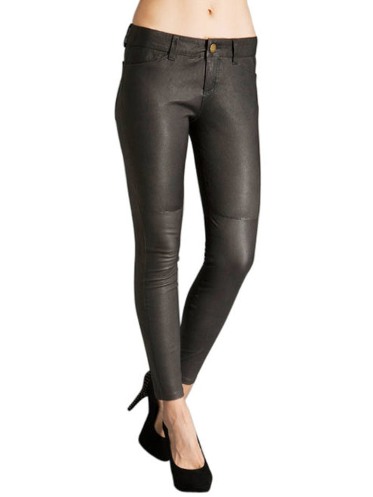 Pantalon en cuir élégant jusqu'à la cheville