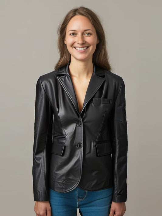 Blazer en cuir Executive Elegance pour femme