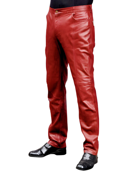 Pantalon en cuir véritable à la mode pour homme