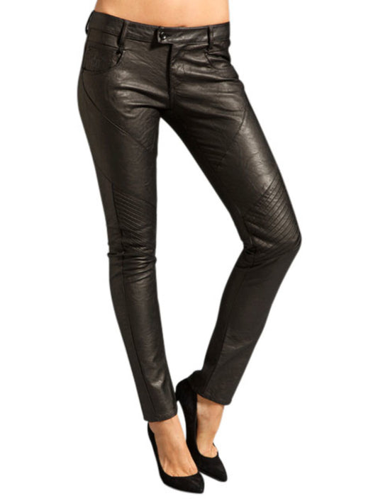 Pantalon en cuir skinny à la mode