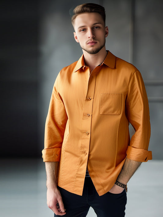 Chemise habillée en cuir d'agneau véritable pour homme
