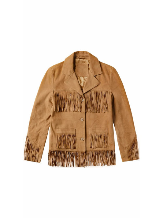 Fringe Flair Suede Leather Blazer for Women - Leatherkin