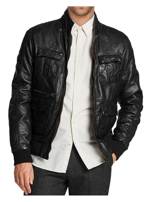 Functional and Trendy Bomber Leather Jacket for Men - Leatherkin