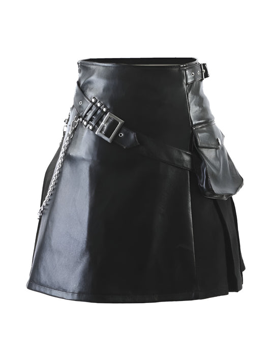 Gothic Punk Style Leather Kilt for Men