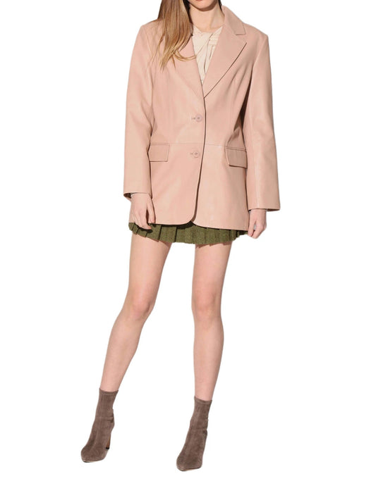 Grace Satin Leather Blazer for Women - Leatherkin