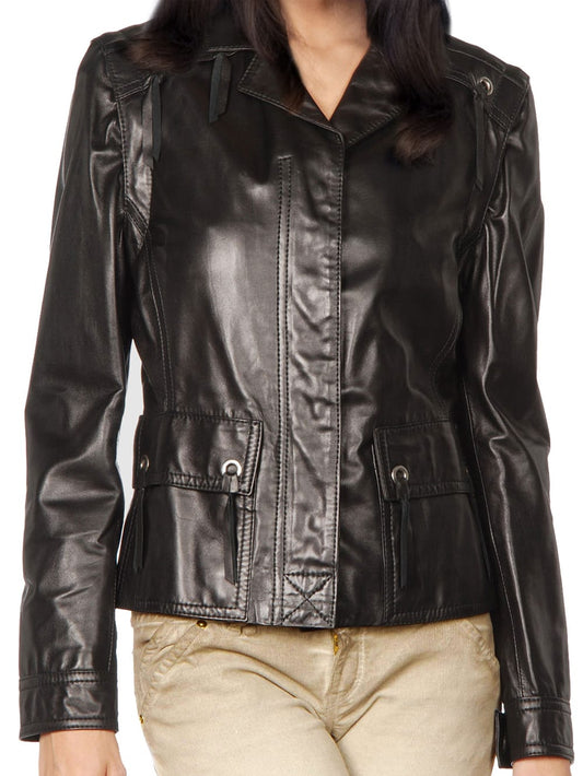 Graceful Flair Leather Jacket for Women - Leatherkin