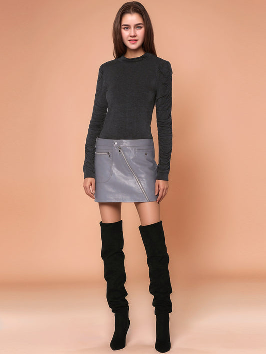 Jupe en cuir de luxe Granite Sheen pour femme