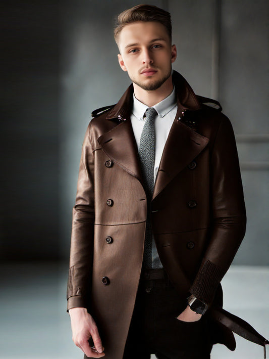 Trench-coat en cuir d'agneau Heritage pour homme