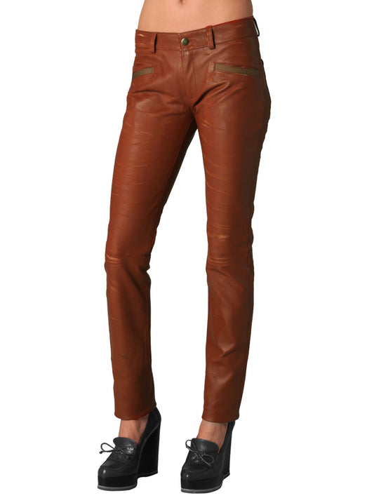 Pantalon en cuir longueur cheville
