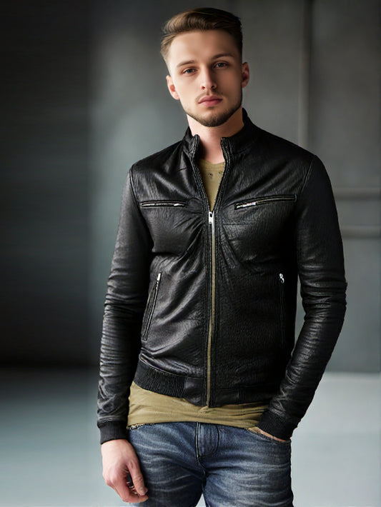 Veste en cuir style dentelé pour adolescent