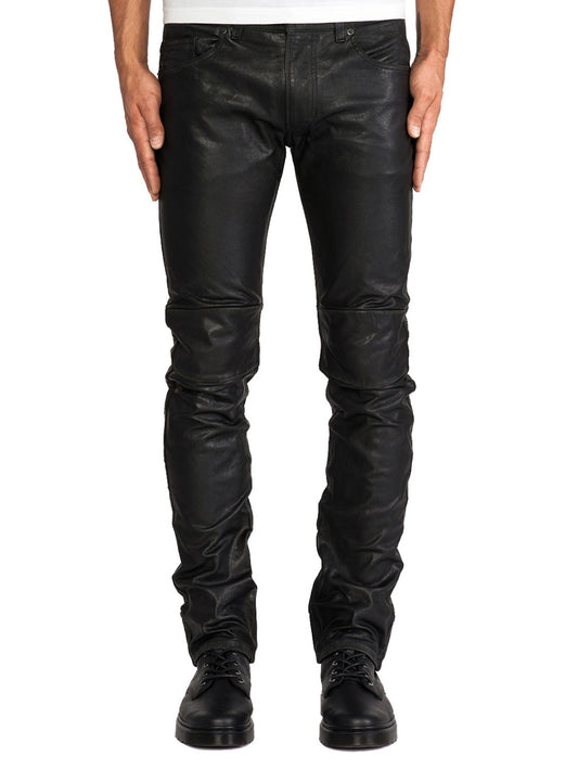Pantalon en cuir d'agneau véritable avec genouillères pour homme