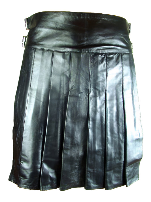 Knife-Pleated Leather Kilt for Men