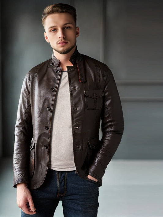 Veste en cuir décontractée et cool