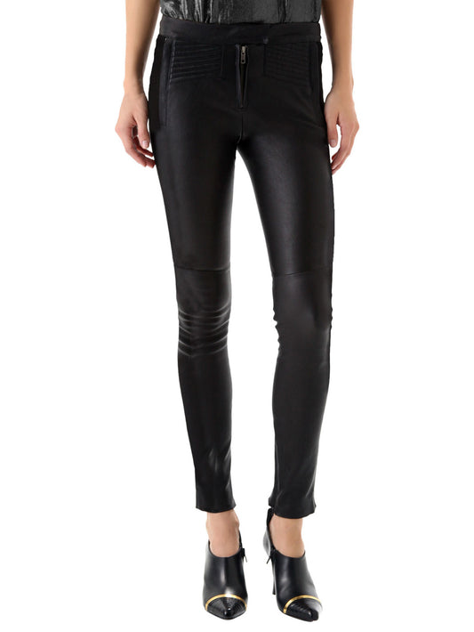 Pantalon skinny en cuir d'agneau