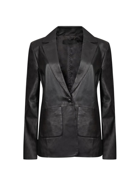 Lambskin Luxe Notch Leather Blazer for Women - Leatherkin