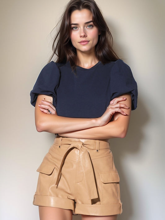 Short en cuir de luxe Latte Glow