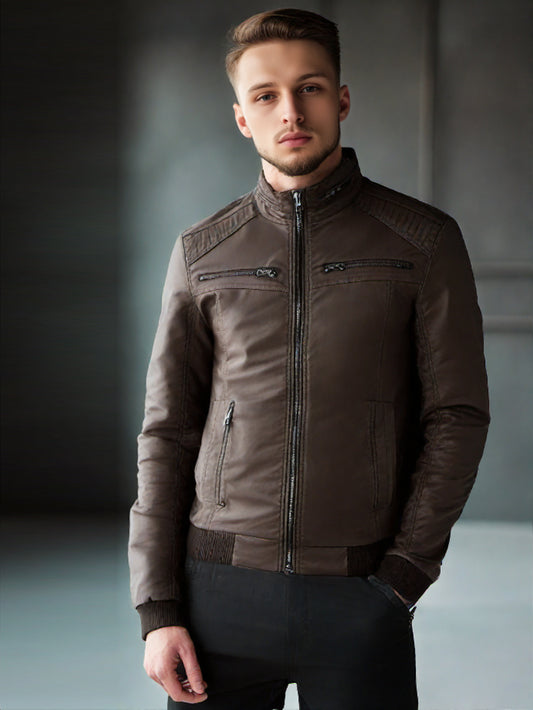 Veste en cuir chic à manches longues