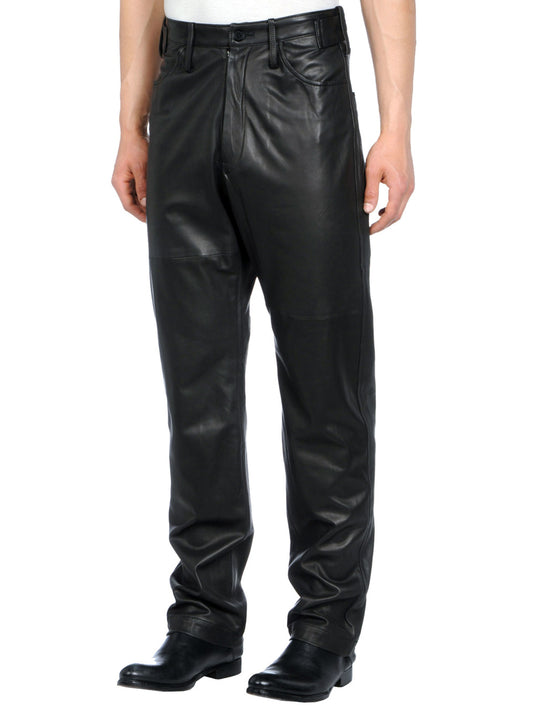 Pantalon ample et décontracté en cuir véritable pour homme