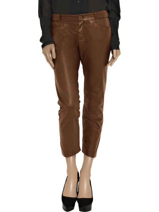 Pantalon en cuir ample et droit