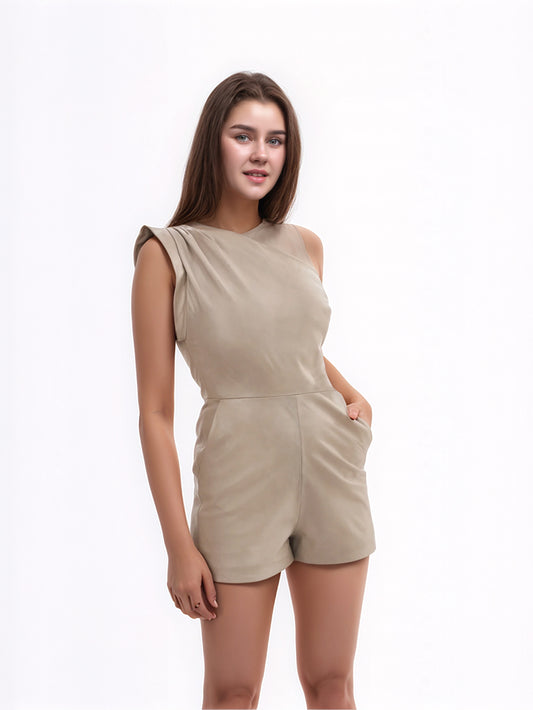 Luxe Leather Utility Romper for Women - Leatherkin