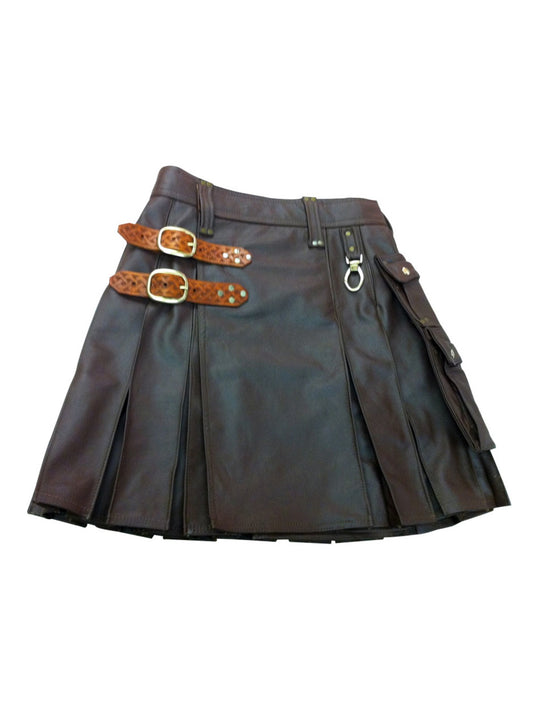 Macho Pleated Leather Kilt for Men