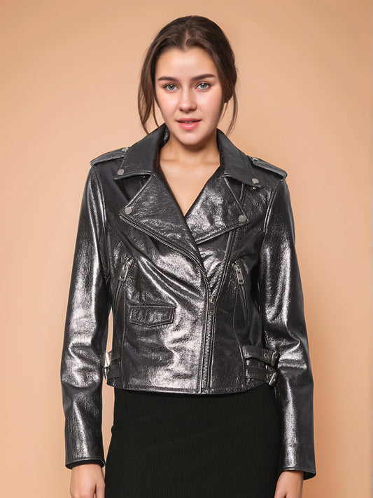Veste ajustée à reflets métalliques