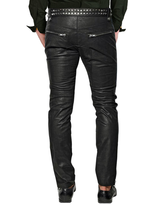 Metallic Studded Genuine Leather Pants for Men - Leatherkin
