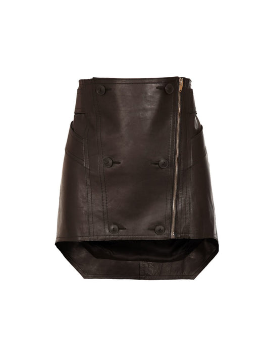 Mini jupe asymétrique en cuir