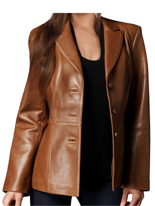 Modernist Chic Leather Blazer for Women - Leatherkin